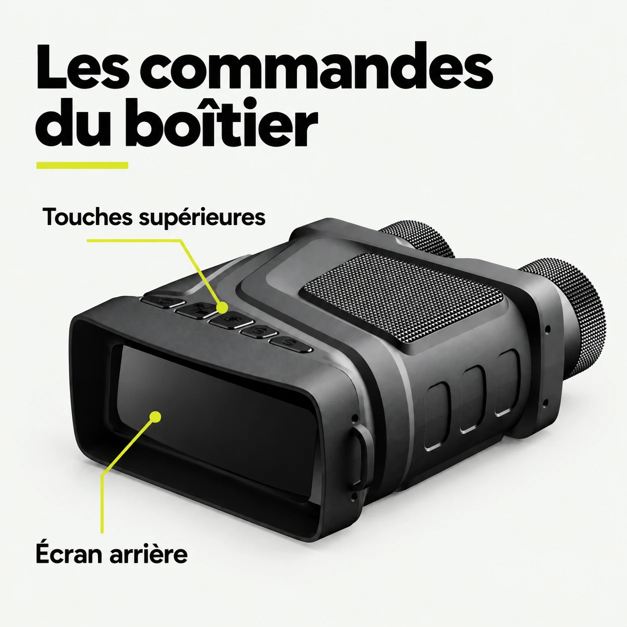 Jumelles de vision nocturne — Les commandes du boîtier : Touches supérieures, Écran arrière